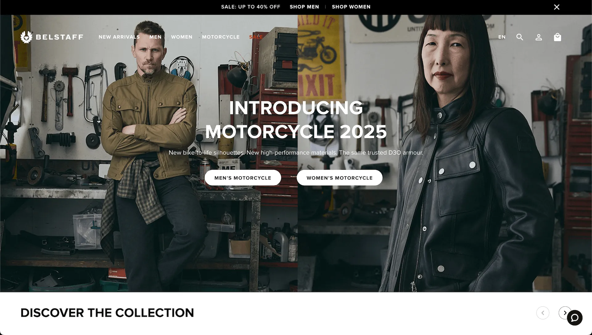 Screenshot of the Belstaff website