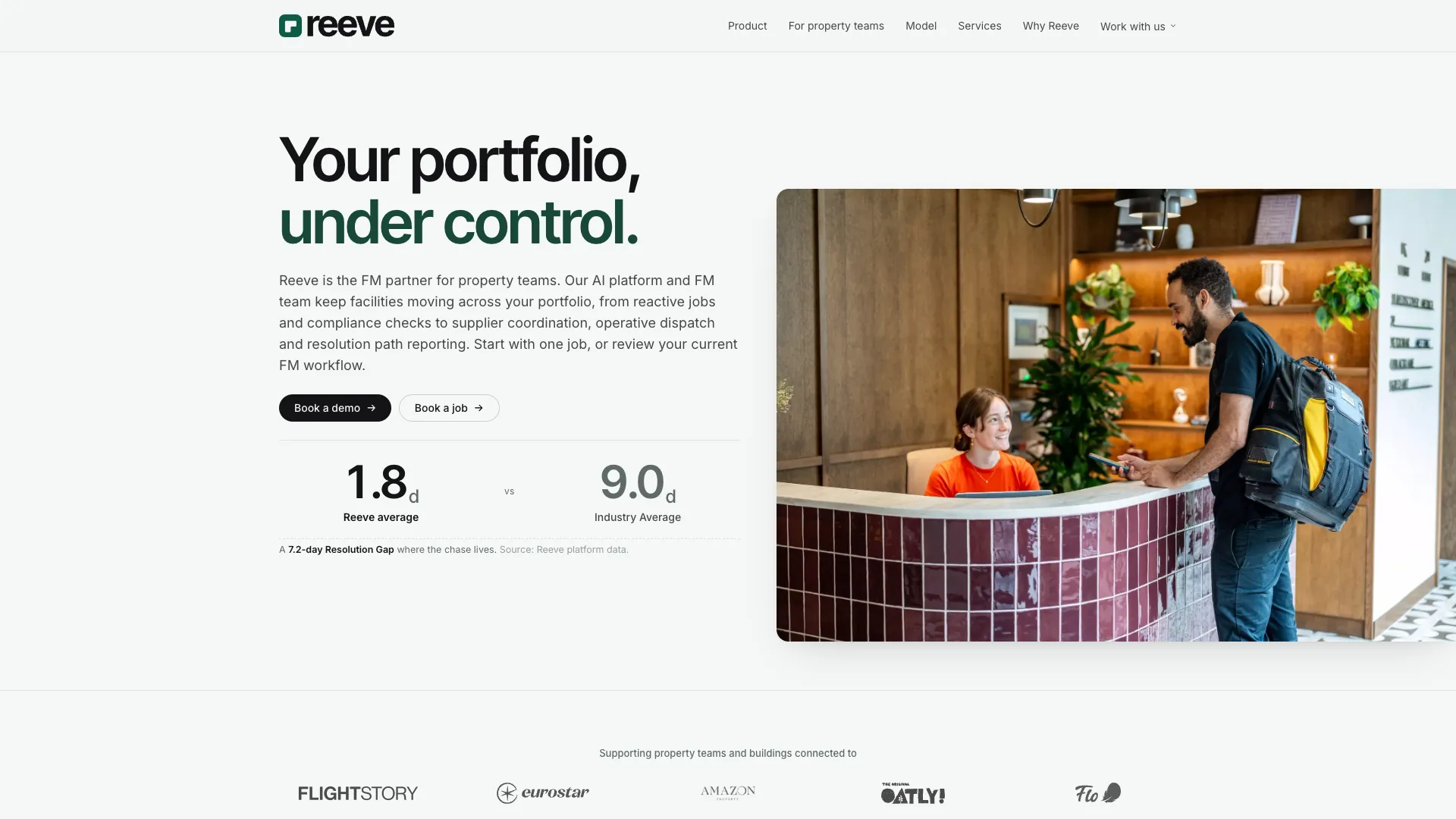 Screenshot of the Reeve website