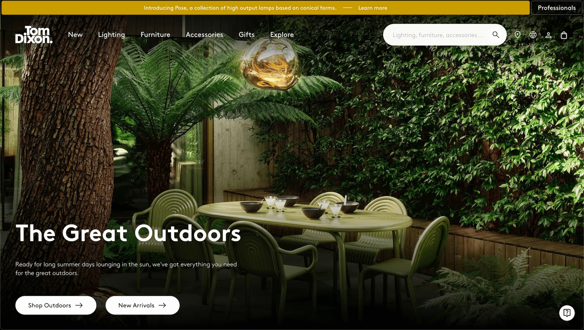Screenshot of the Tom Dixon website